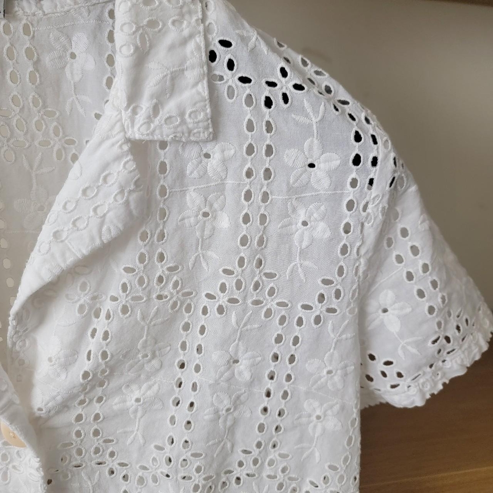Madewell White Eyelet Button-Up Shirt Women's Top - Picture 6 of 6